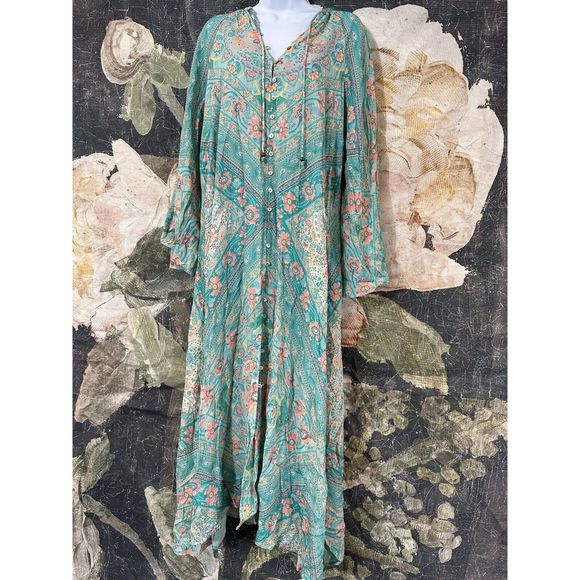 NWT Farrah Half Moon Gown in Aqua Size Xs - Picture 7 of 10